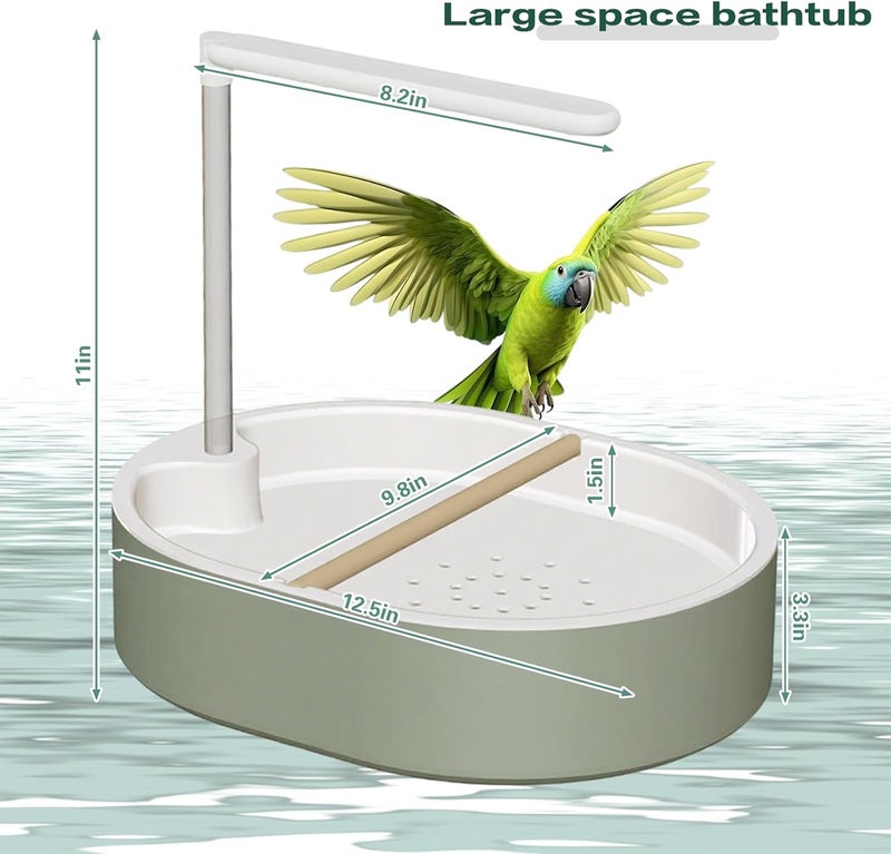 DINTSTYLE Parrot Bathtub, Large Bird Shower Fountain, Automatic Bird Bath, Parrot Bath Shower, Automatic Bathtub with Circulating Faucet, Indoor Fountain with USB Pump, Green X - Image 2